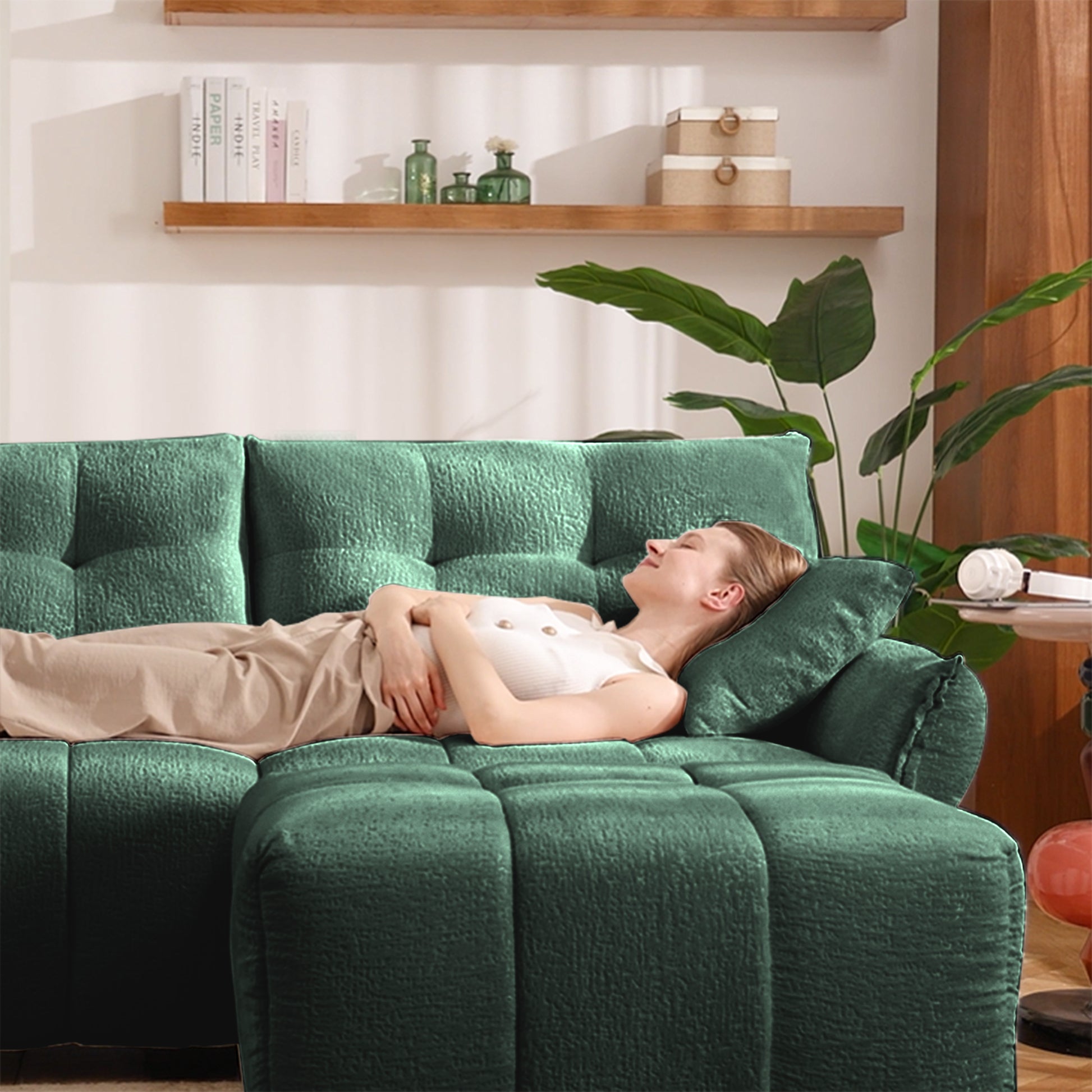 Premium Two-Seater Sofa - Green Chenille Comfort