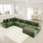 Oversized Cloud Modular Sectional Couch,Convertible Sectional Couches,Extra-Wide Armrests With An Ottoman,Premium Corduroy Fabric,Ergonomic Design, Easy Assembly, For Living Rooms Study,Green