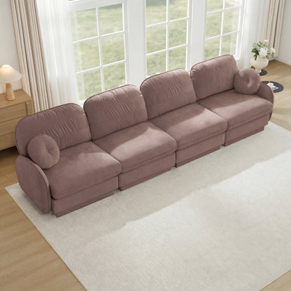 4-Seat Rose Dust Chenille Sofa - Luxurious Comfort for Living Room