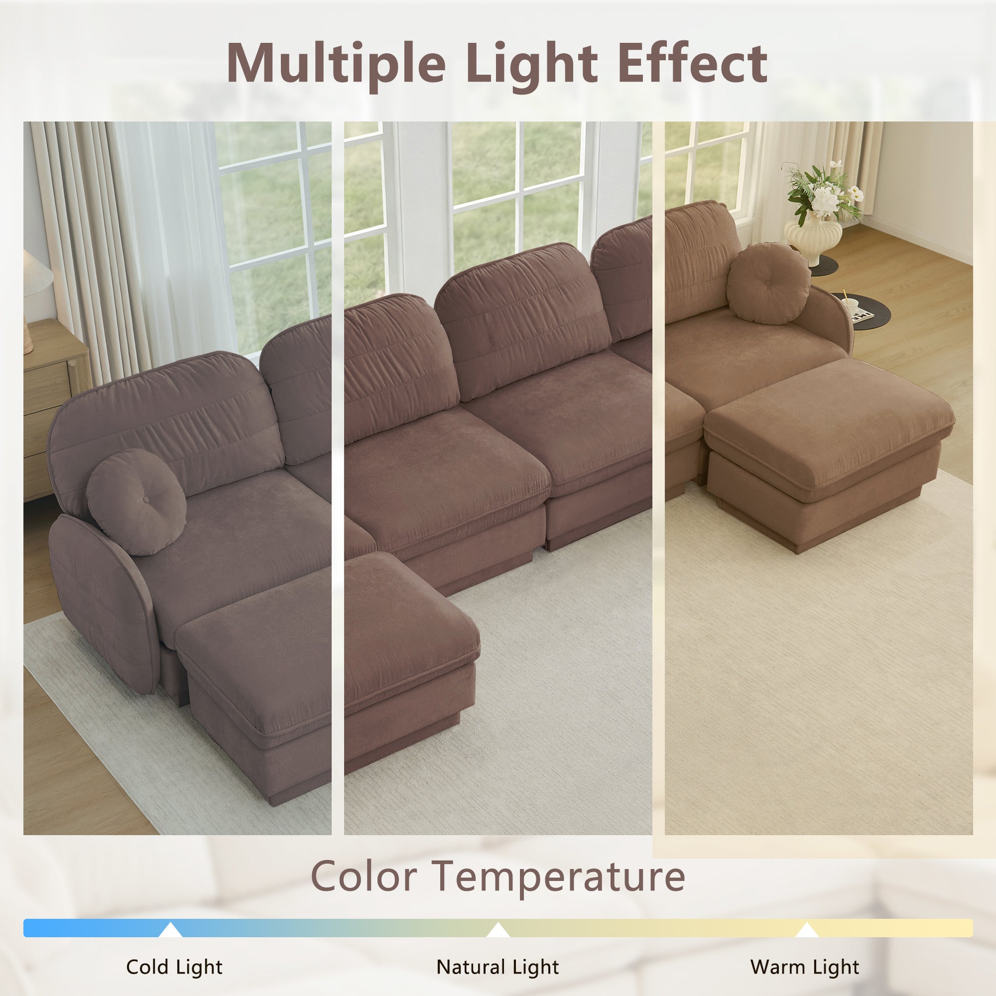 4-Seat Rose Dust Chenille Sofa - Luxurious Comfort for Living Room