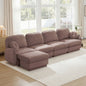 137" Oversize Chenille L-Shaped Sofa,Deep Seat Sofa Couch with Movable Ottoman,Exquisite round pillows and quilted back cushions,Recessed Base Frame Legs,Easy Assembly,Fits Living Room,Rose Dust