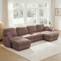 137" Oversize Chenille U-Shaped Sofa,Deep Seat Sofa Couch with Movable Ottoman,Exquisite round pillows and quilted back cushions,Recessed Base Frame Legs,Easy Assembly,Fits Living Room,Rose Dust