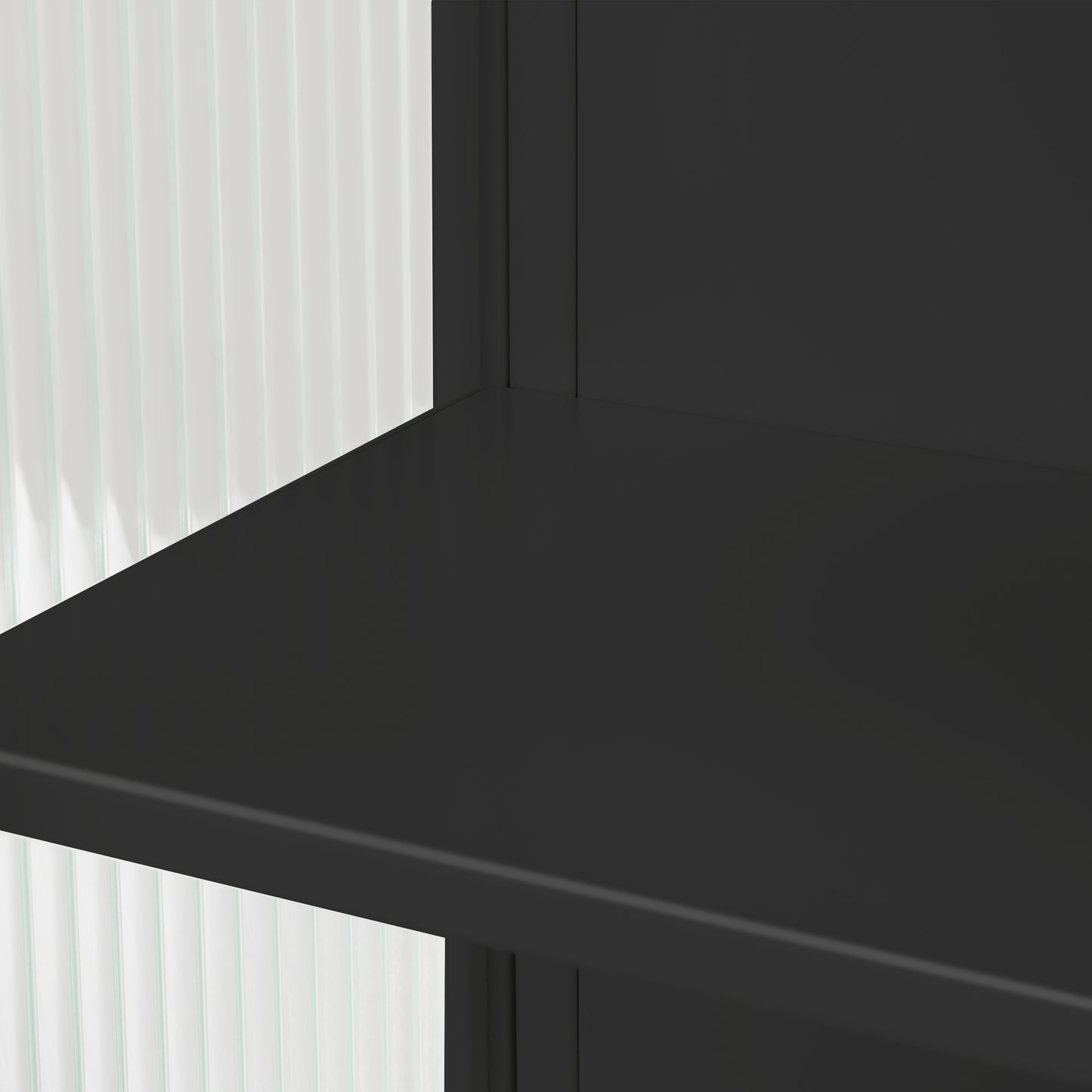 Black Glass & Metal Sideboard Cabinet - 23.6" Storage for Living Room