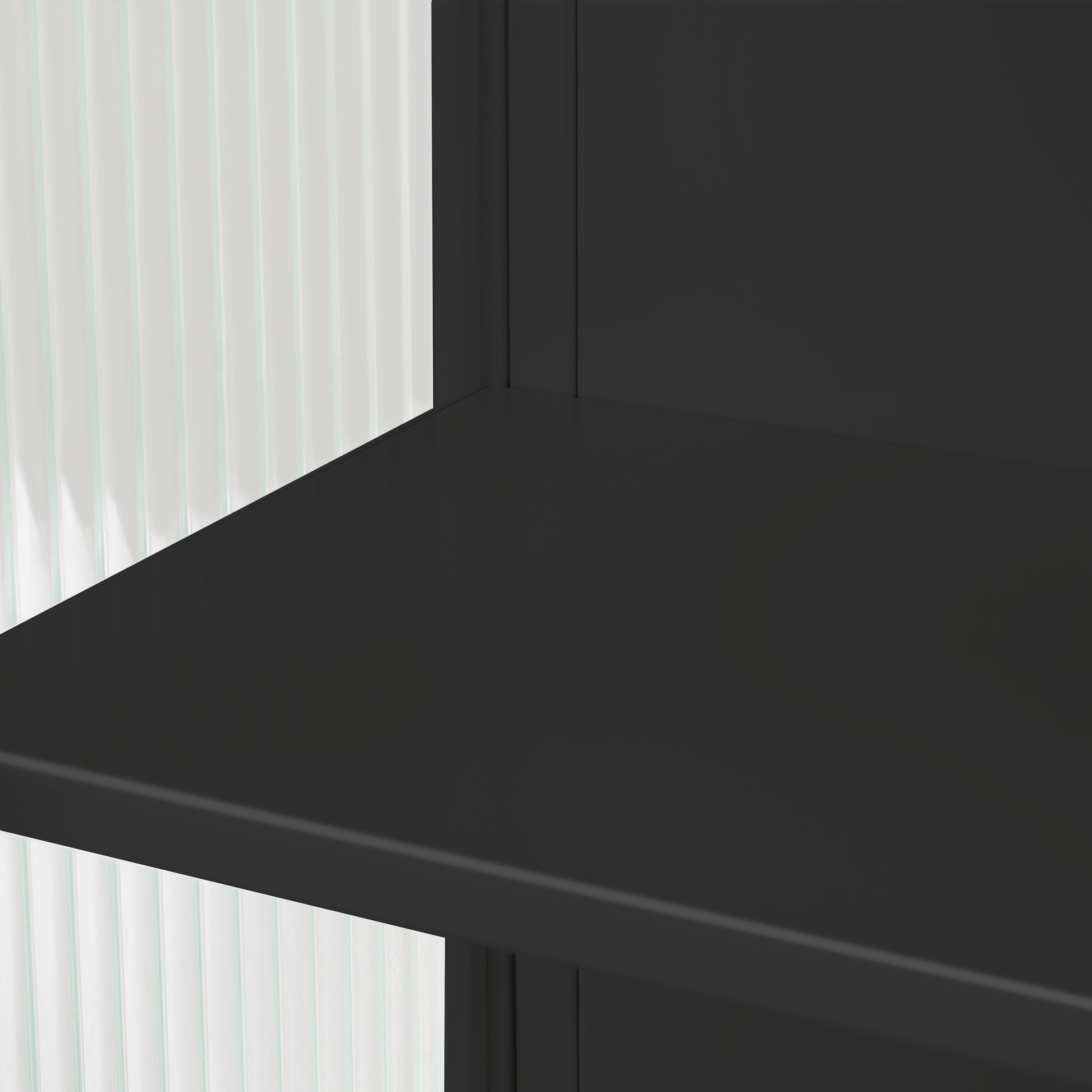 Black Glass & Metal Sideboard Cabinet - 23.6" Storage for Living Room