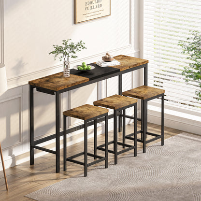 Natural Black Dining Table Set - 60" Table with 3 Stools