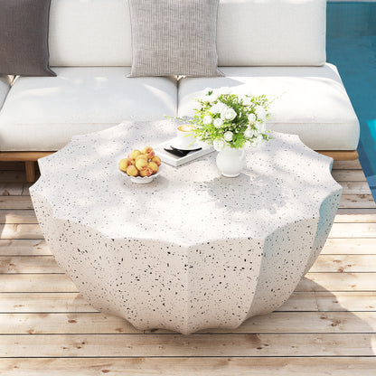 White Cement Outdoor Coffee Table for Garden and Patio Use