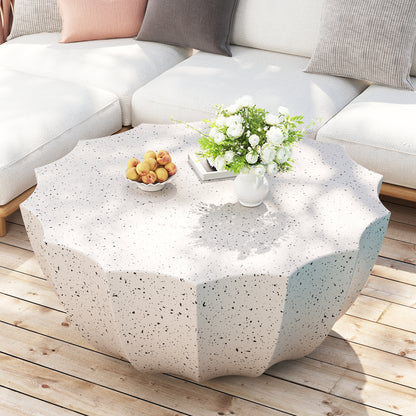 White Cement Outdoor Coffee Table for Garden and Patio Use
