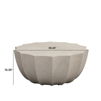 White Cement Outdoor Coffee Table for Garden and Patio Use