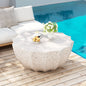 35.43" Modern Outdoor and Indoor Waterproof Coffee Table, Durable MgO Cement Design, Suitable for Terraces, Gardens, Backyards and Living Rooms ( White)