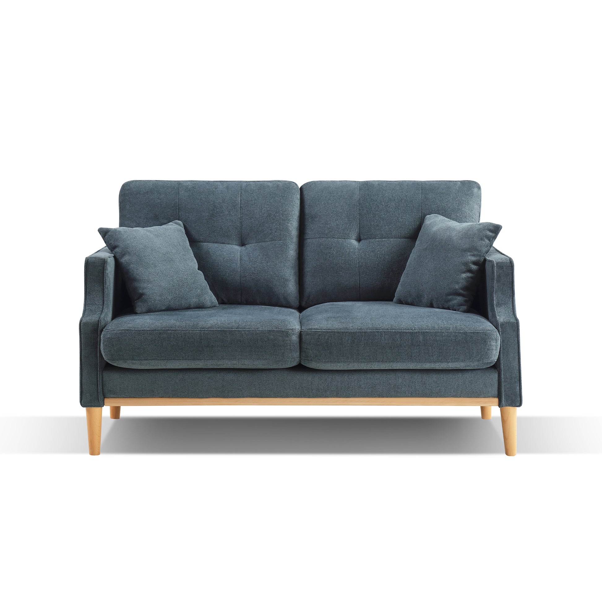 Dark Blue Fabric 2 Seat Loveseat Sofa for Living Room