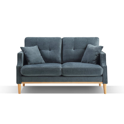 Dark Blue Fabric 2 Seat Loveseat Sofa for Living Room