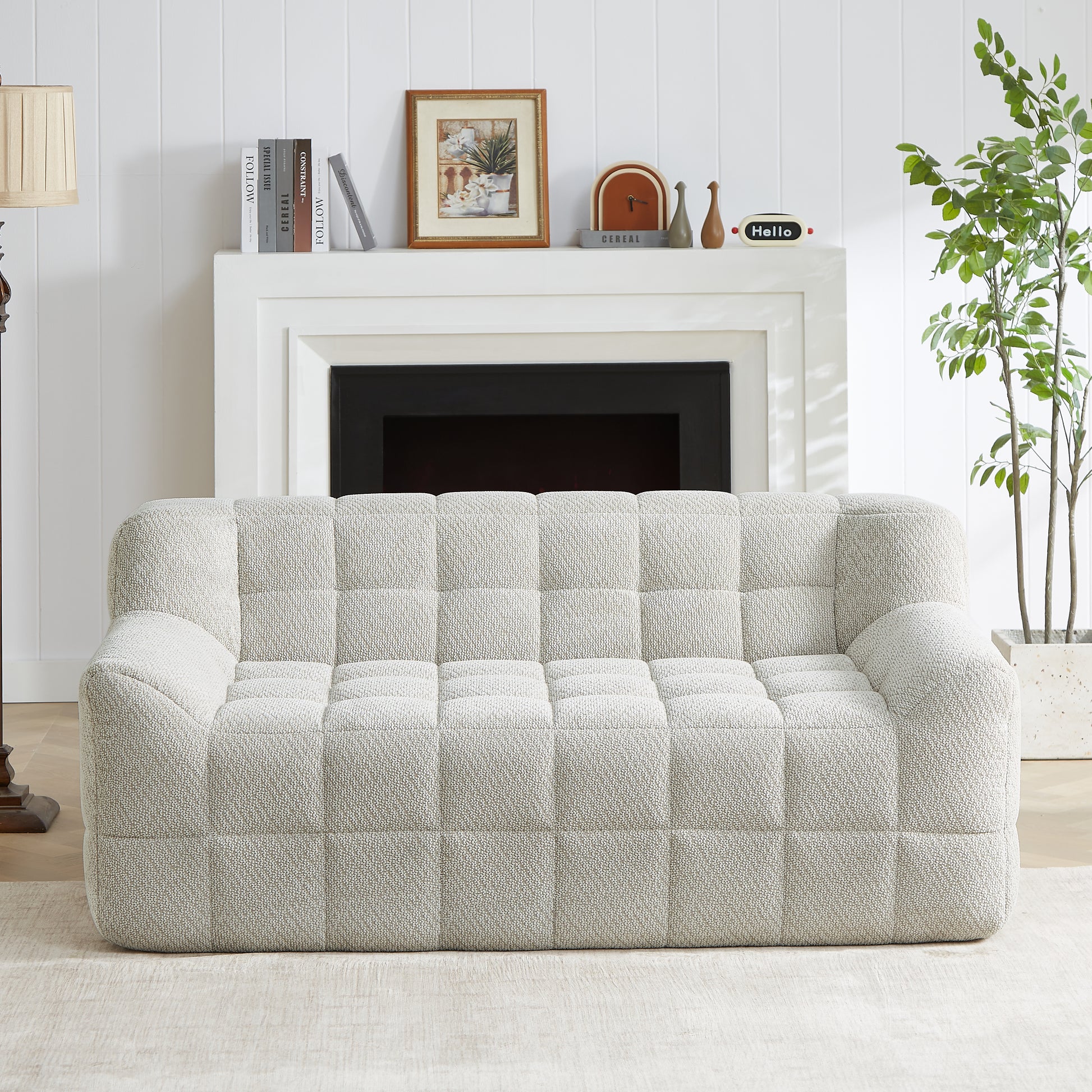 Beige Velvet 2 Seat Sofa - 65" Modular Sofa