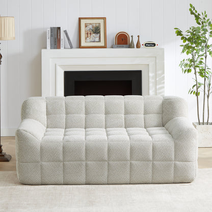 Beige Velvet 2 Seat Sofa - 65" Modular Sofa