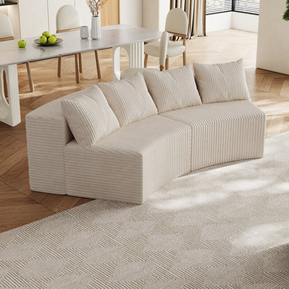 Beige Corduroy 2 Seat Sofa - Modular Sectional Couch