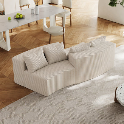 Beige Corduroy 2 Seat Sofa - Modular Sectional Couch