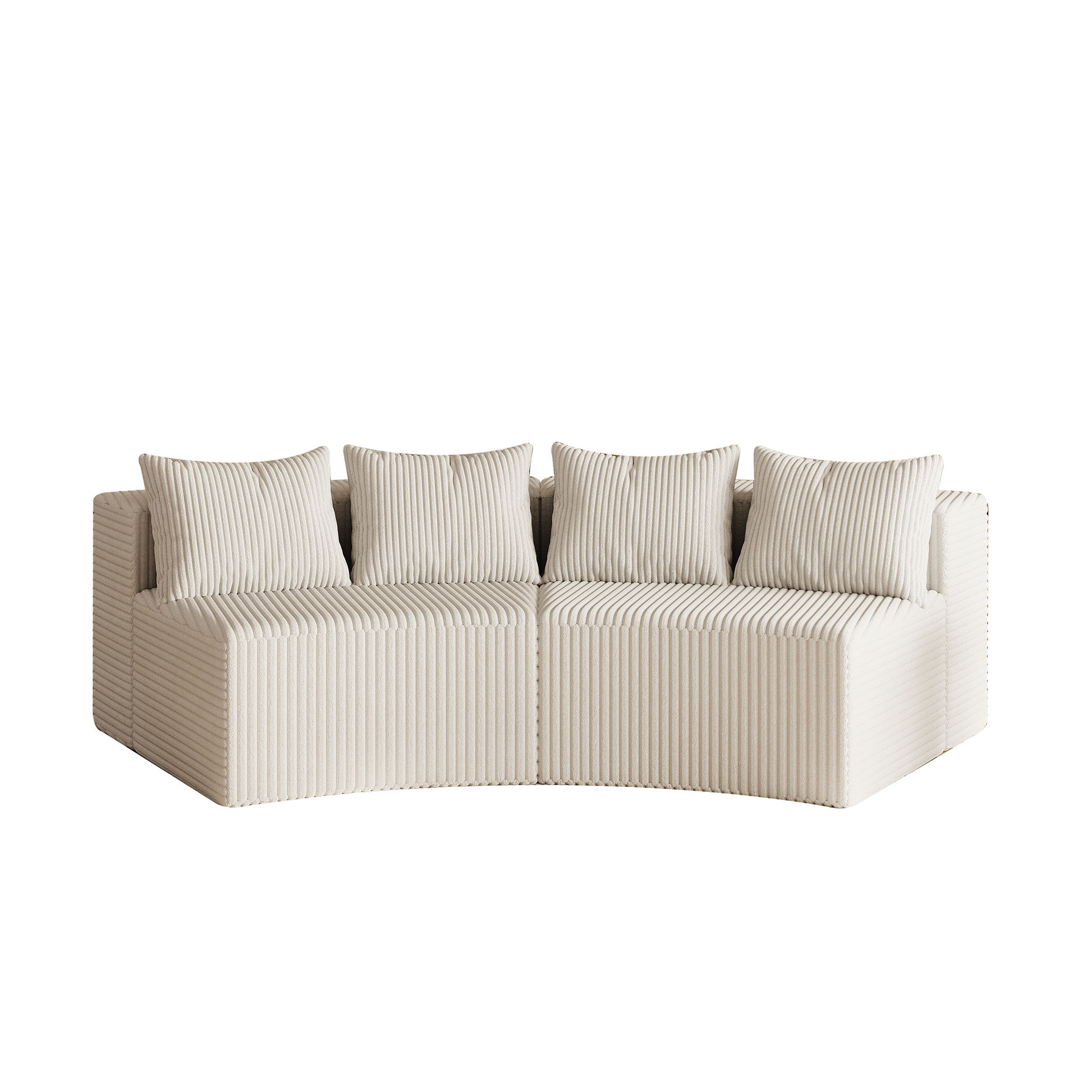 Beige Corduroy 2 Seat Sofa - Modular Sectional Couch