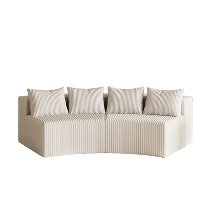 Beige Corduroy 2 Seat Sofa - Modular Sectional Couch