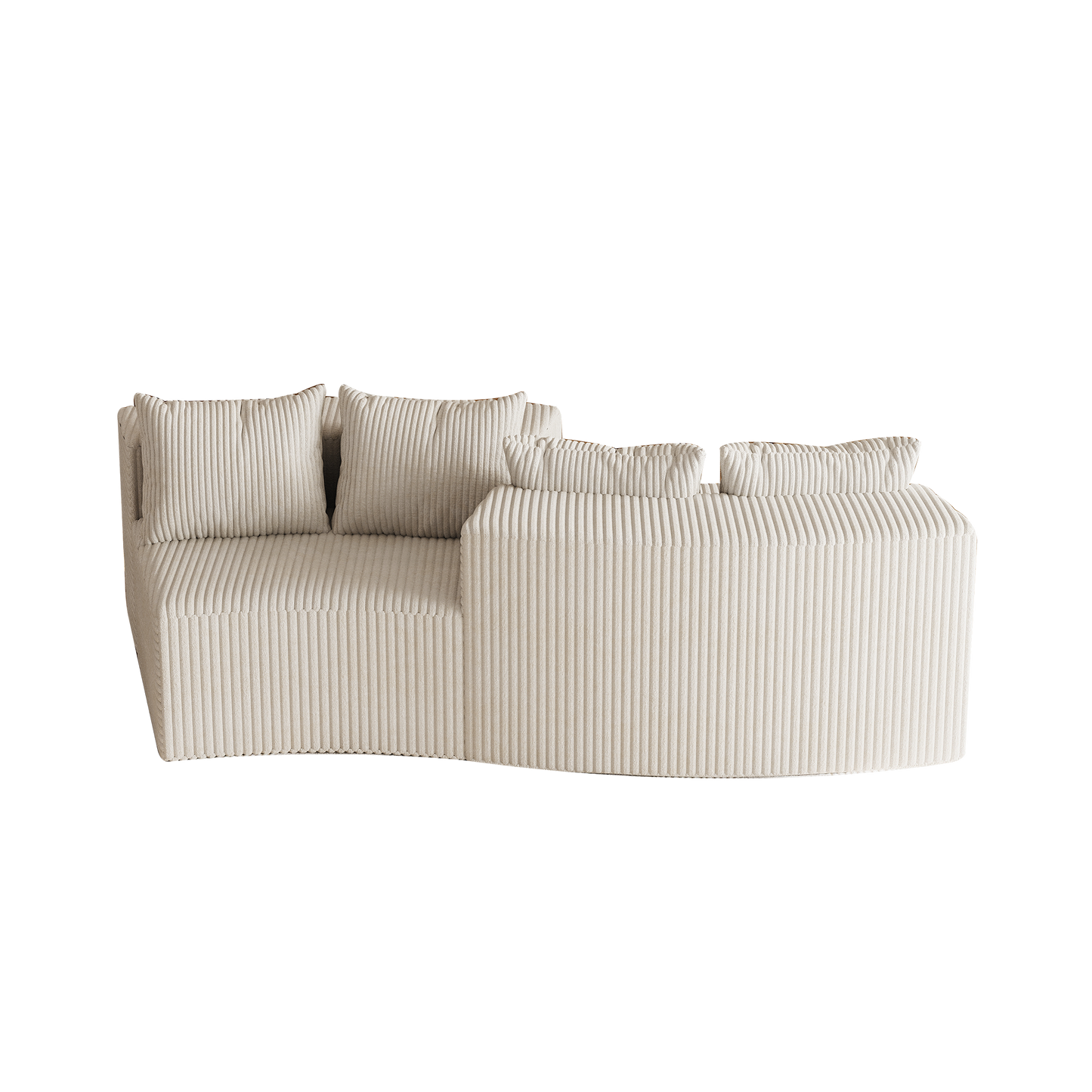 Beige Corduroy 2 Seat Sofa - Modular Sectional Couch