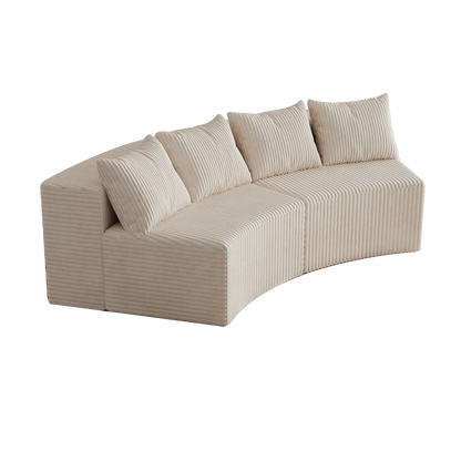Beige Corduroy 2 Seat Sofa - Modular Sectional Couch