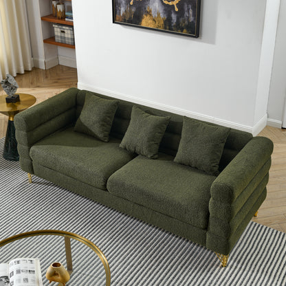 81 Inch Green Fabric 3 Seat Sofa - Modern American Design Living Room Seating