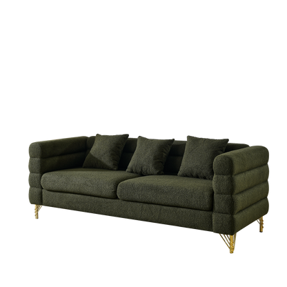 81 Inch Green Fabric 3 Seat Sofa - Modern American Design Living Room Seating