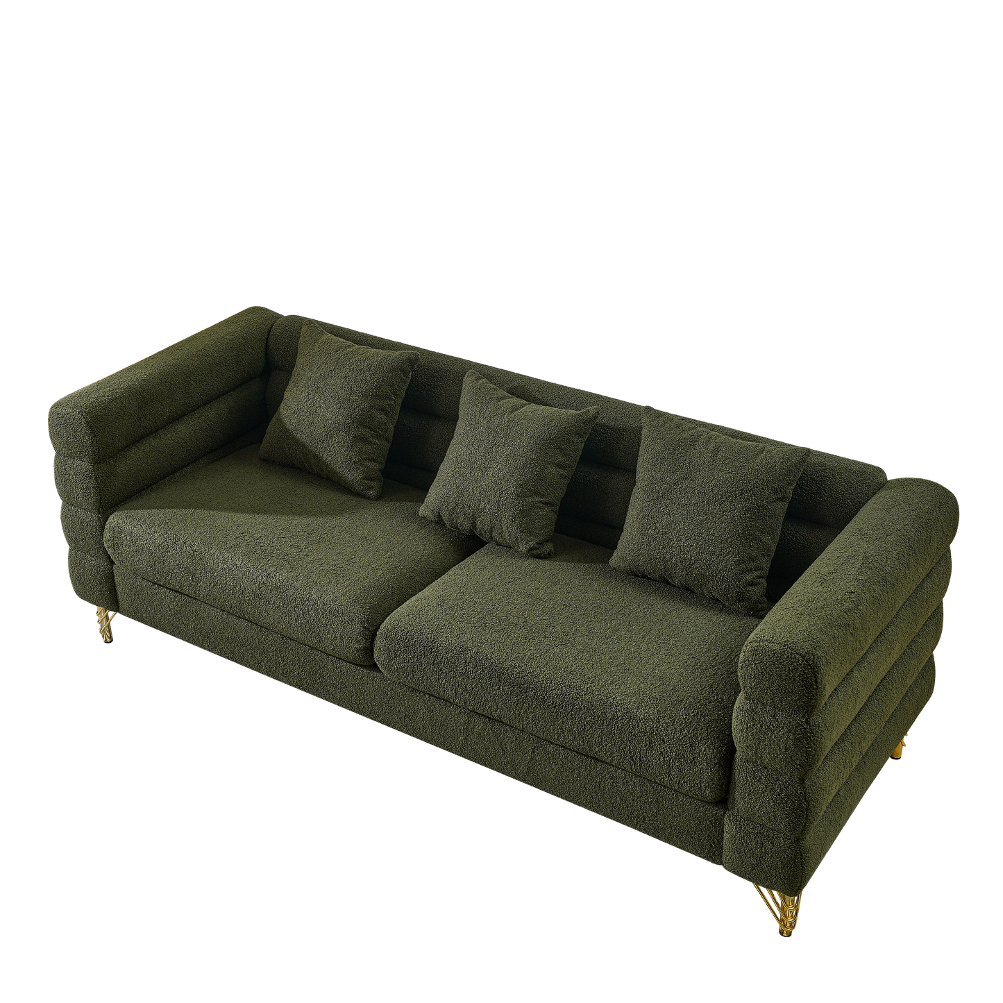 81 Inch Green Fabric 3 Seat Sofa - Modern American Design Living Room Seating