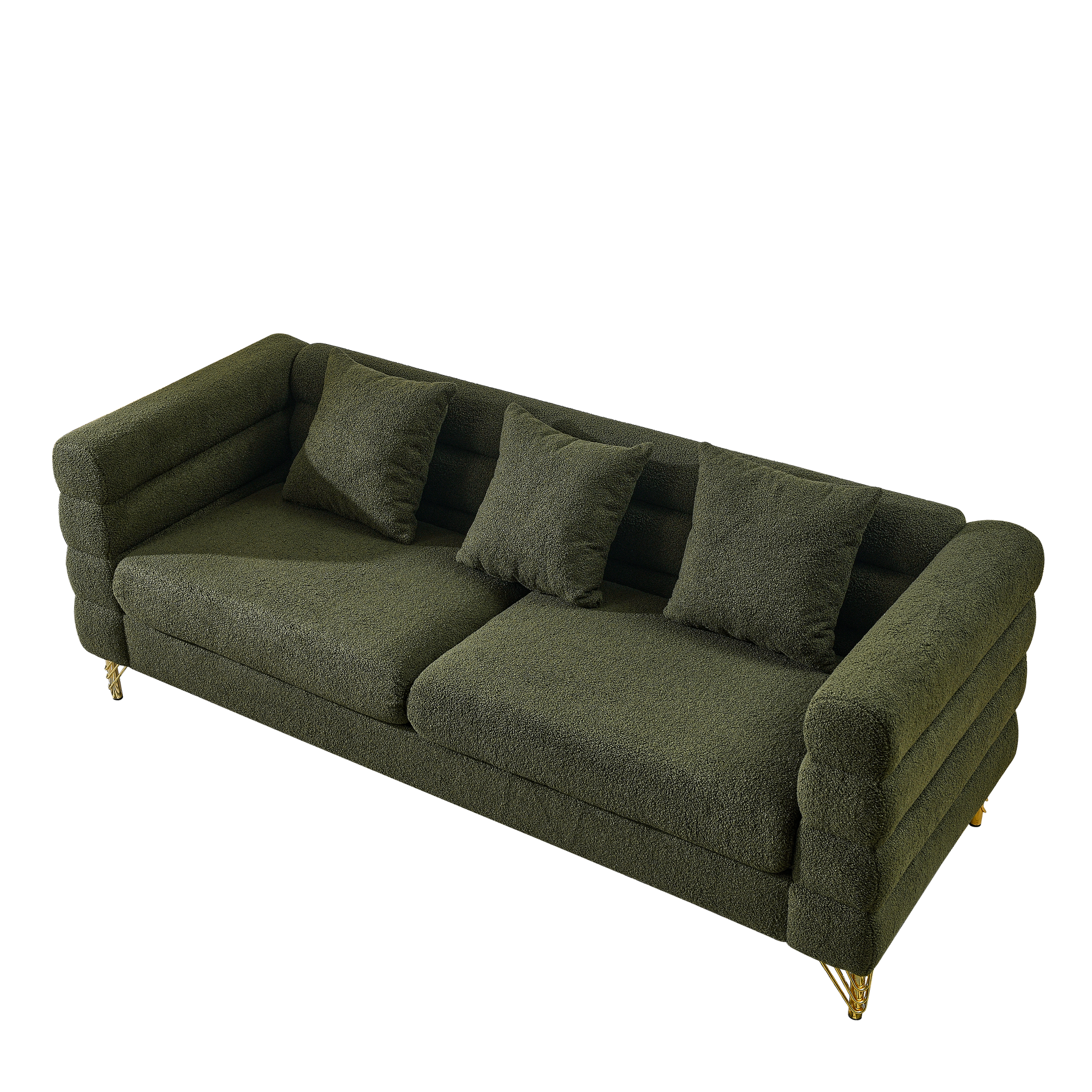 81 Inch Green Fabric 3 Seat Sofa - Modern American Design Living Room Seating