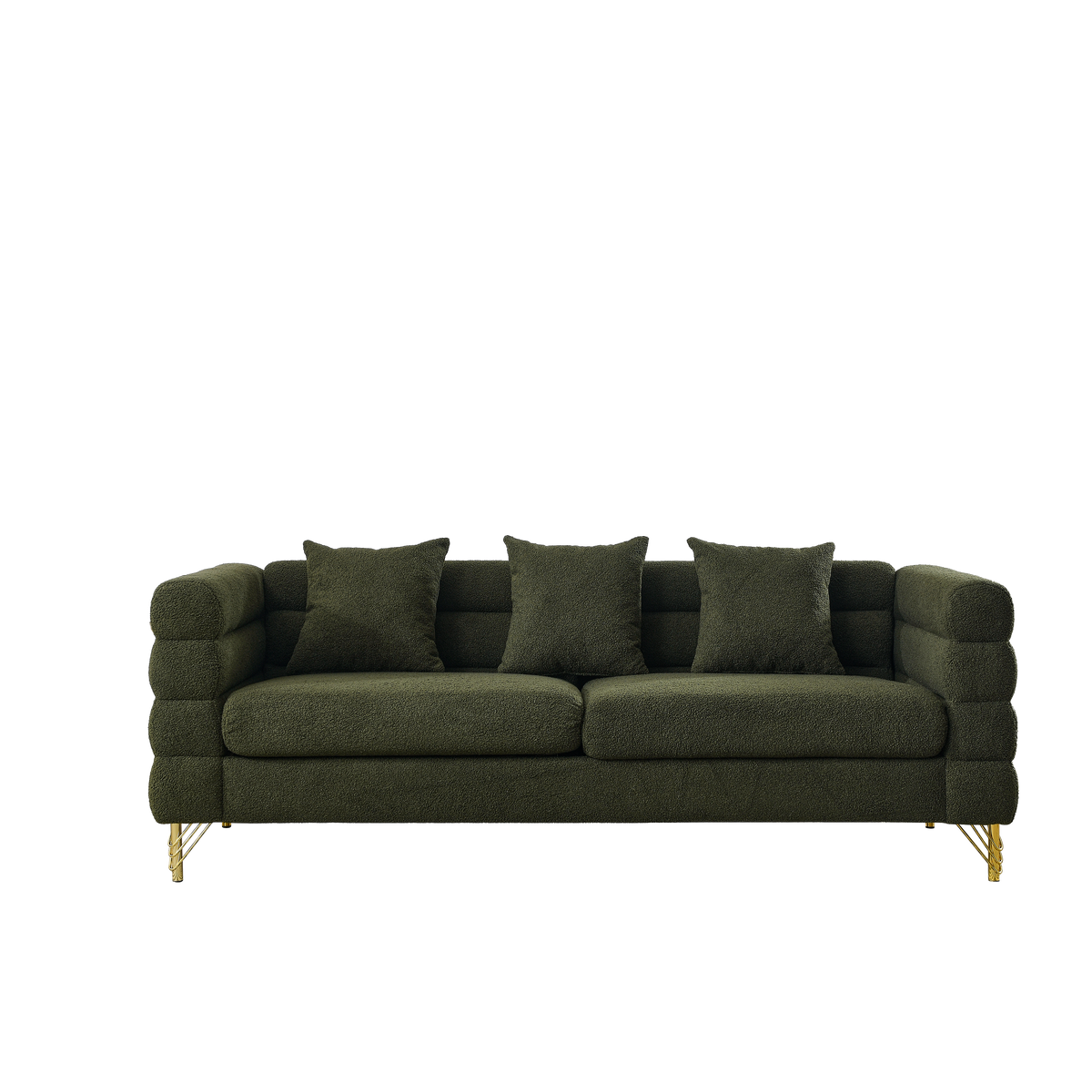 81 Inch Green Fabric 3 Seat Sofa - Modern American Design Living Room Seating