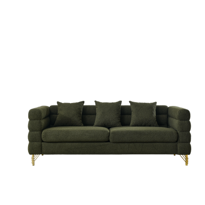 81 Inch Green Fabric 3 Seat Sofa - Modern American Design Living Room Seating