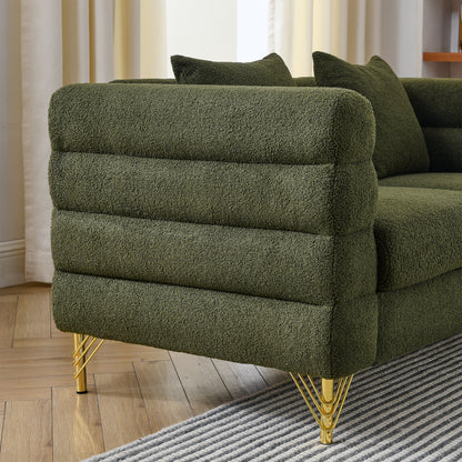 81 Inch Green Fabric 3 Seat Sofa - Modern American Design Living Room Seating