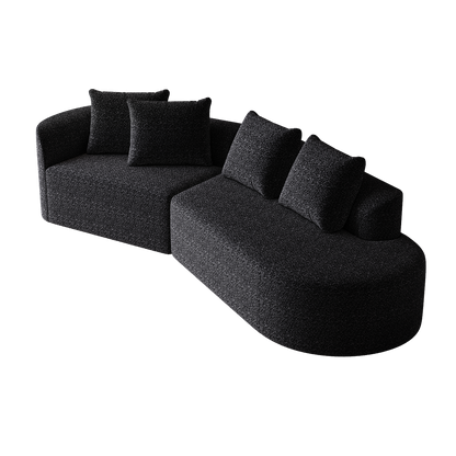 Black Chenille 4-Seat Sectional Sofa - Extra Deep & Wide