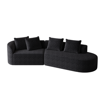 Black Chenille 4-Seat Sectional Sofa - Extra Deep & Wide