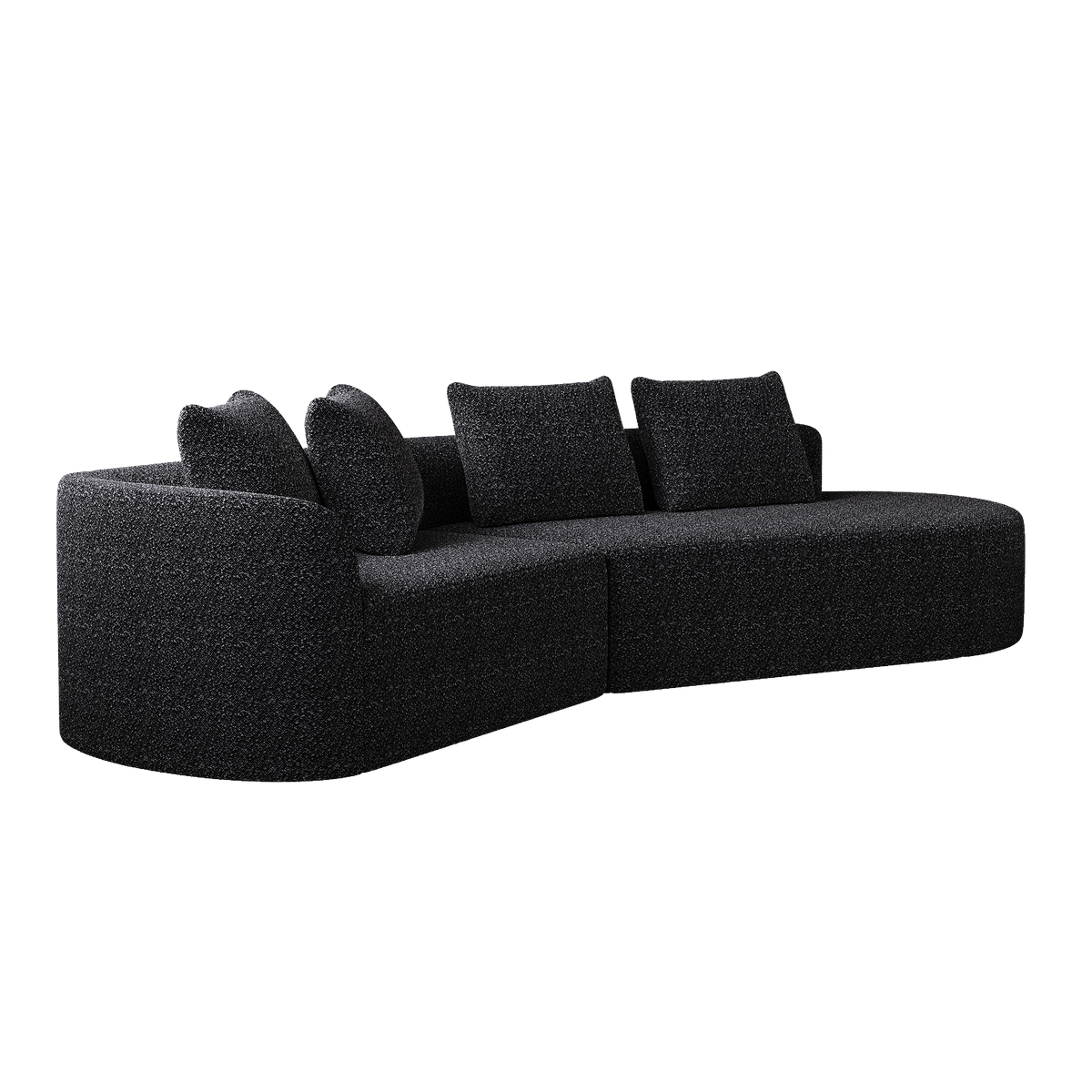 Black Chenille 4-Seat Sectional Sofa - Extra Deep & Wide