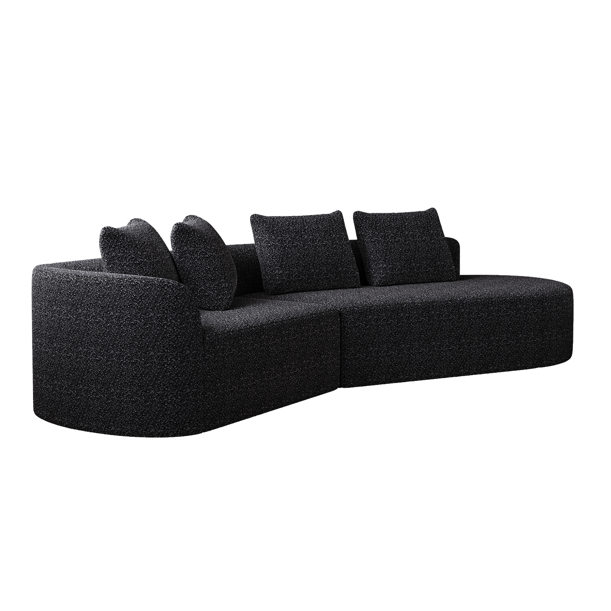 Black Chenille 4-Seat Sectional Sofa - Extra Deep & Wide