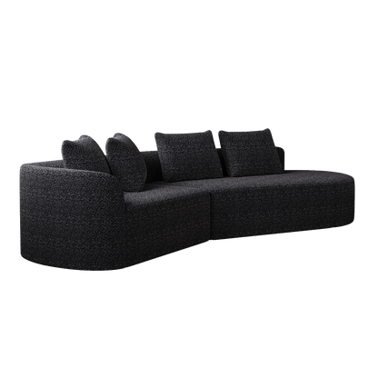 Black Chenille 4-Seat Sectional Sofa - Extra Deep & Wide