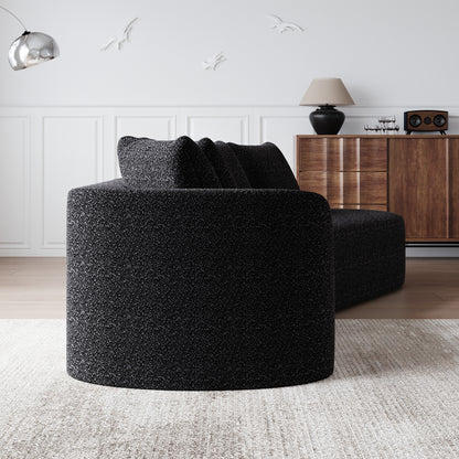 Black Chenille 4-Seat Sectional Sofa - Extra Deep & Wide
