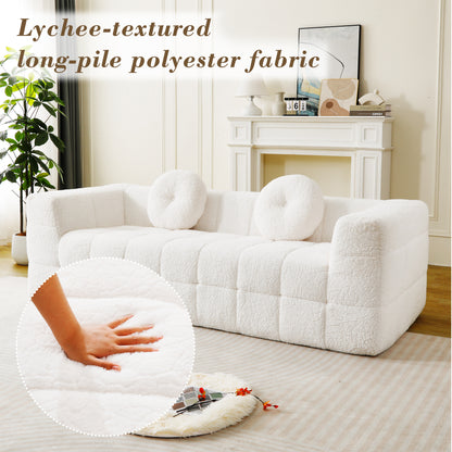 84" Modern Boneless Checkered Sofa - Beige Comfort