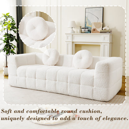 84" Modern Boneless Checkered Sofa - Beige Comfort