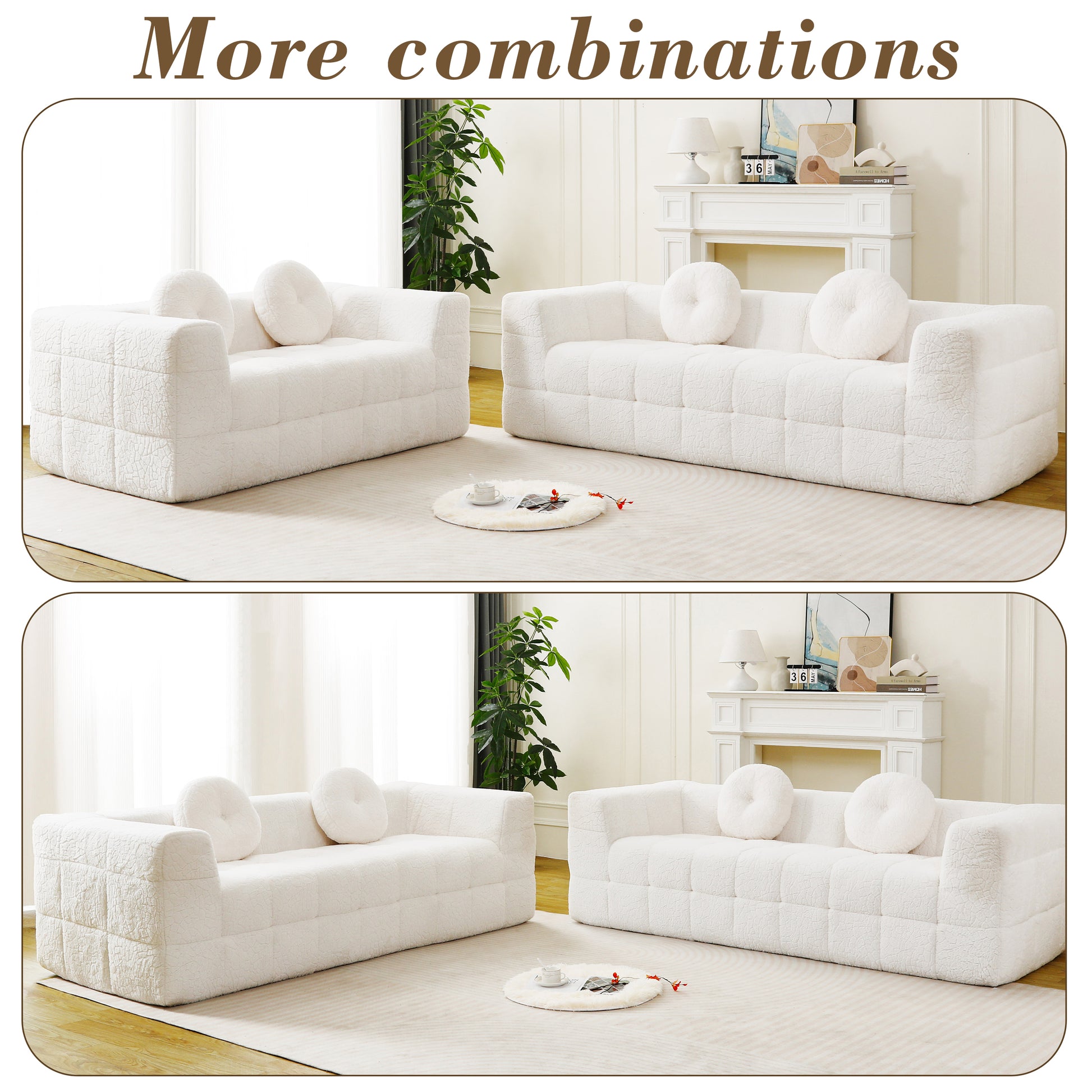 84" Modern Boneless Checkered Sofa - Beige Comfort