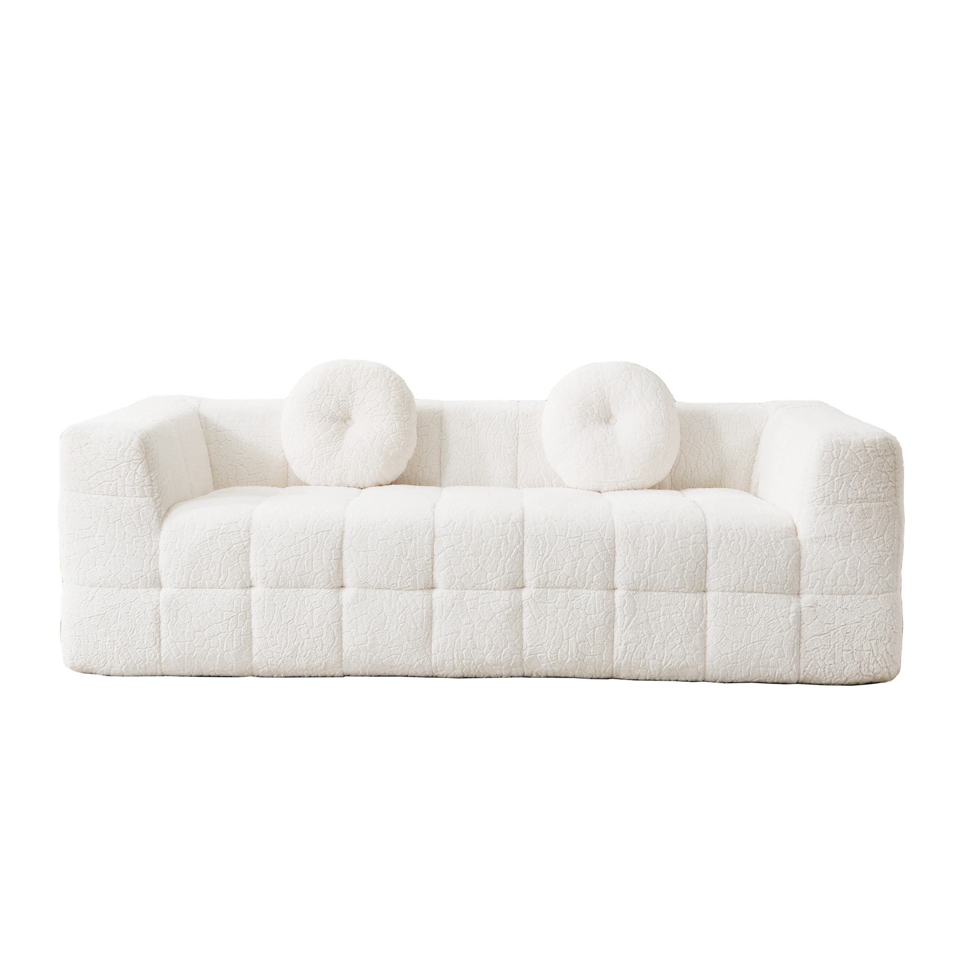 84" Modern Boneless Checkered Sofa - Beige Comfort