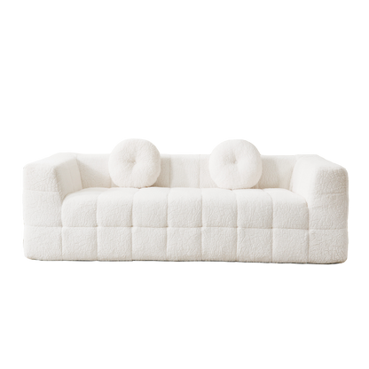 84" Modern Boneless Checkered Sofa - Beige Comfort