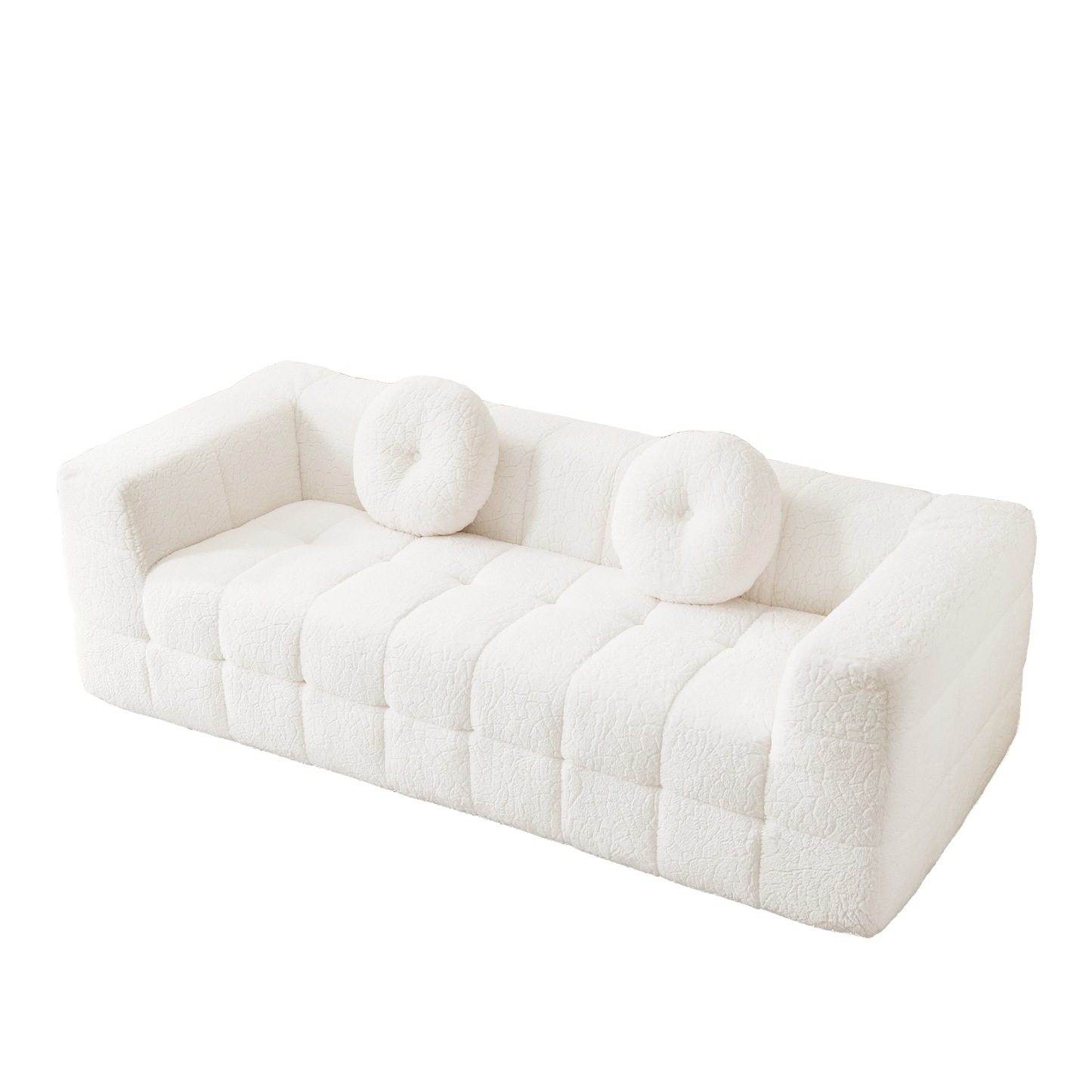 84" Modern Boneless Checkered Sofa - Beige Comfort