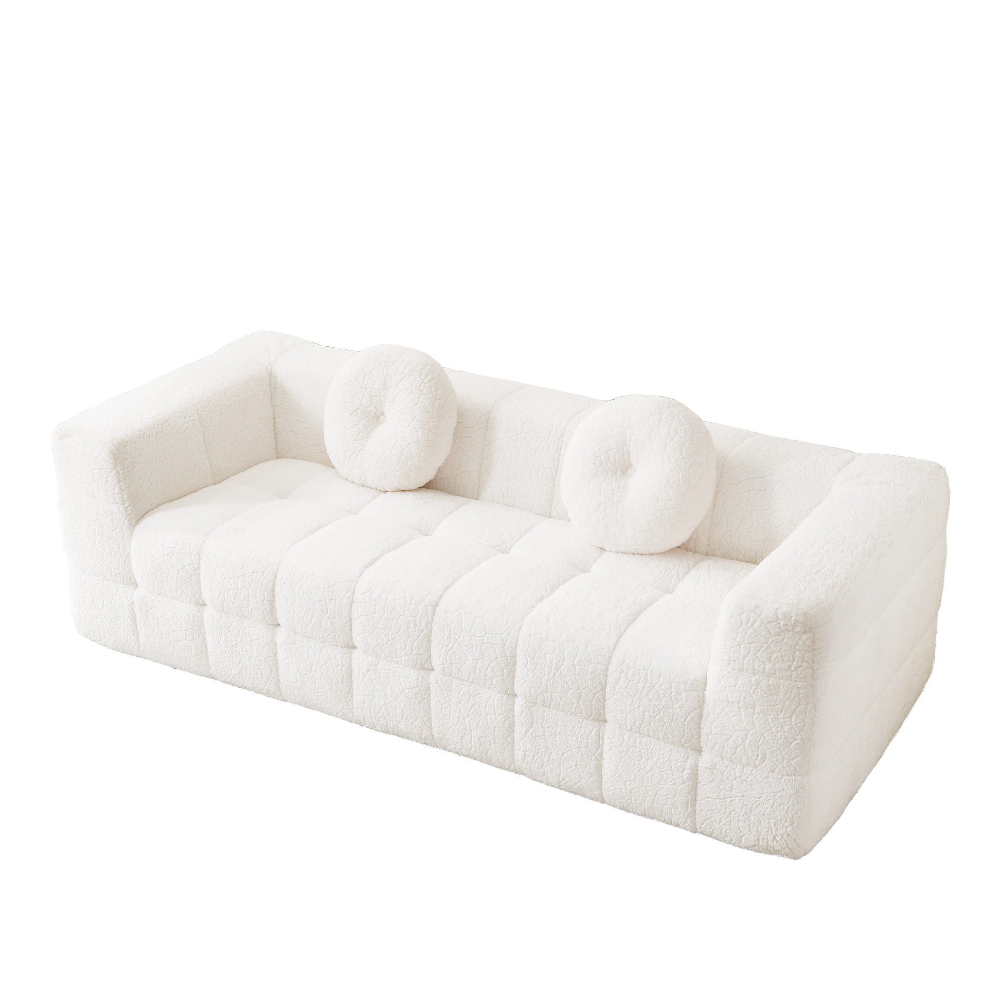 84" Modern Boneless Checkered Sofa - Beige Comfort