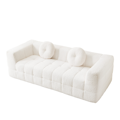 84" Modern Boneless Checkered Sofa - Beige Comfort