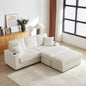 84Inch Corduroy 3-seater sofa With 3 back pillows ,2 toss pillows , 2 ottoman ,2 Footstool Storage and cup-holding grooves Comfy Sofa- Deep Seat Couch for Living Room