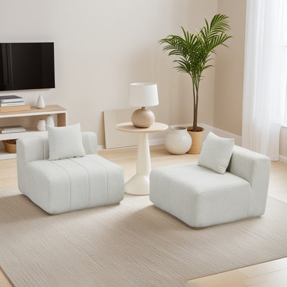 Chenille sectional sofa with 2 pillows,Symmetrical Modular Sofa Sectional for bedroom, living room, office for leisure or nap, reading room, and lobby