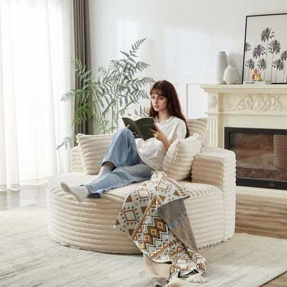 Beige Corduroy Sofa - 55" Single Seat, No Assembly for Living Room