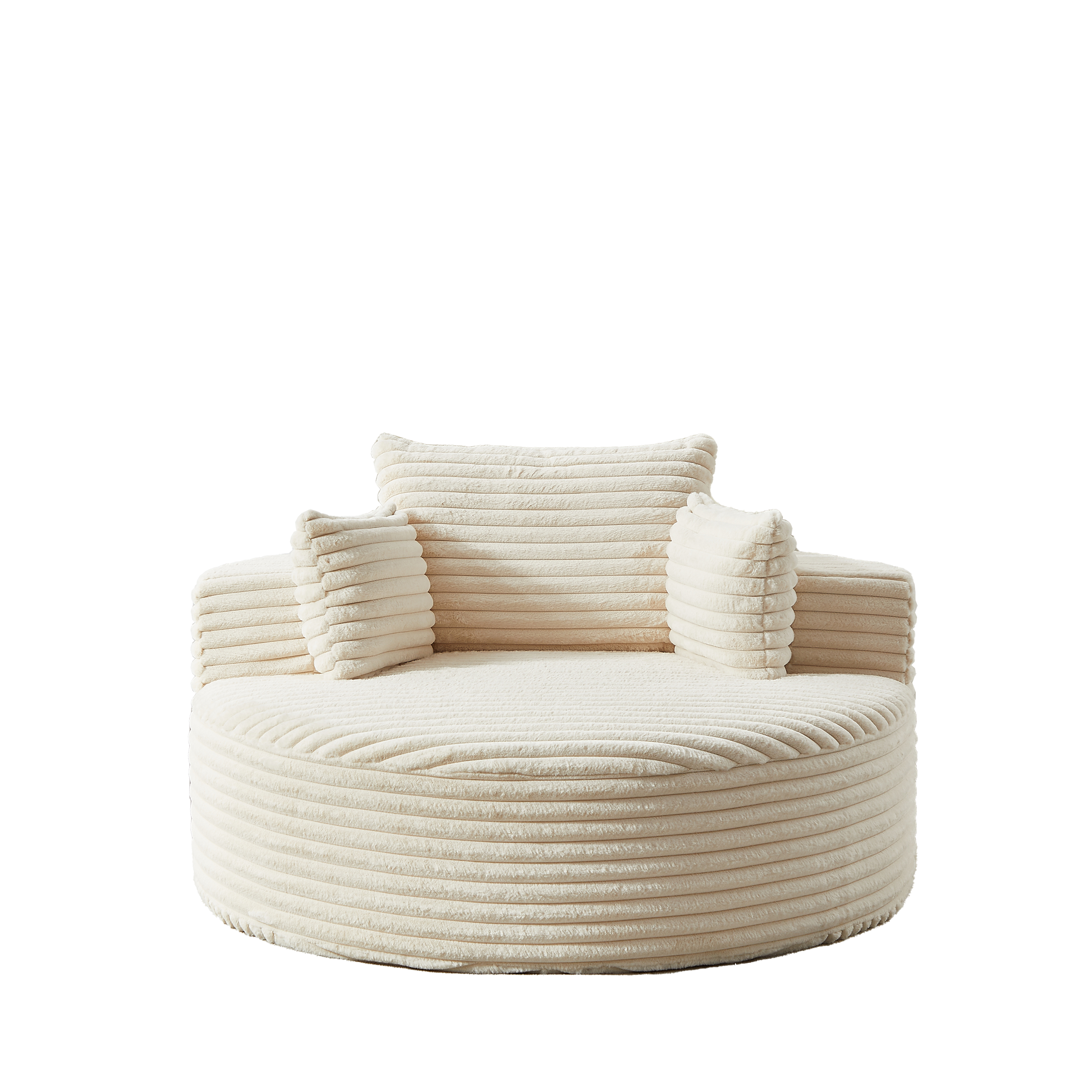 Beige Corduroy Sofa - 55" Single Seat, No Assembly for Living Room