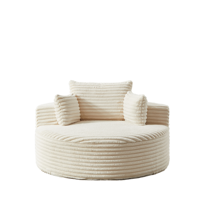 Beige Corduroy Sofa - 55" Single Seat, No Assembly for Living Room