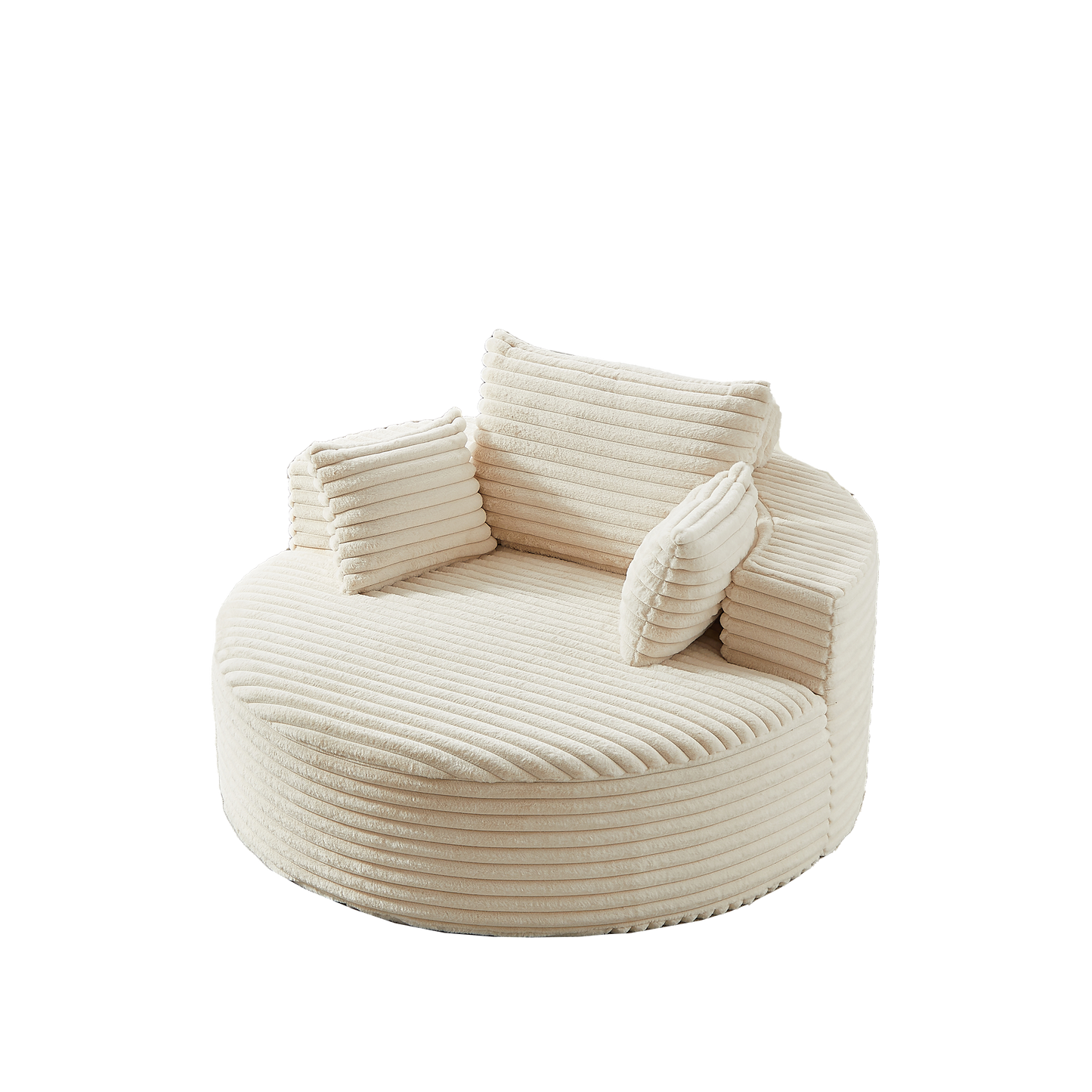 Beige Corduroy Sofa - 55" Single Seat, No Assembly for Living Room